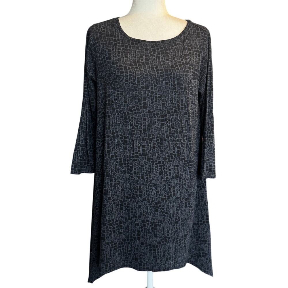 Cut Loose Black Asymmetrical Tunic Swing Top Textured Lagenlook Medium USA